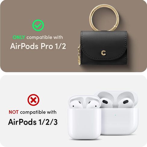 CYRILL Mini Bag Compatible with Airpods Pro (2019), Airpods Pro 2 (2022) for Women, Cute Leather Case Cover with Crossbody Strap - Black in Saudi Arabia
