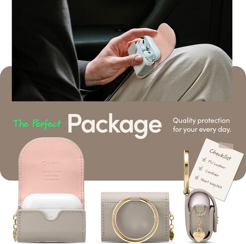 CYRILL Mini Bag Compatible with Airpods Pro (2019), Airpods Pro 2 (2022) for Women, Cute Leather Case Cover with Crossbody Strap - Black in Saudi Arabia