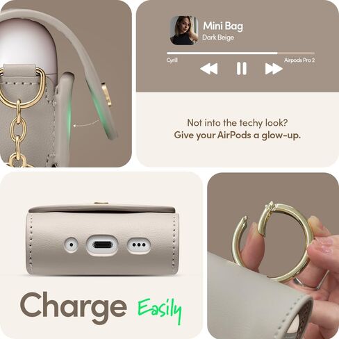 CYRILL Mini Bag Compatible with Airpods Pro (2019), Airpods Pro 2 (2022) for Women, Cute Leather Case Cover with Crossbody Strap - Black in Saudi Arabia