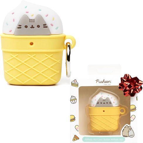 غطاء واقي من السيليكون لطيف iFace x Pusheen مصمم لحافظة AirPods 1/2 [يتضمن مشبك حلقة تسلق] [متوافق مع الشحن اللاسلكي] - واقف in Saudi Arabia