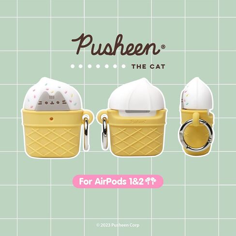غطاء واقي من السيليكون لطيف iFace x Pusheen مصمم لحافظة AirPods 1/2 [يتضمن مشبك حلقة تسلق] [متوافق مع الشحن اللاسلكي] - واقف in Saudi Arabia