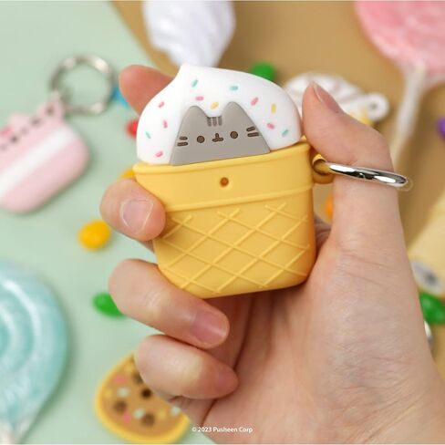 غطاء واقي من السيليكون لطيف iFace x Pusheen مصمم لحافظة AirPods 1/2 [يتضمن مشبك حلقة تسلق] [متوافق مع الشحن اللاسلكي] - واقف in Saudi Arabia