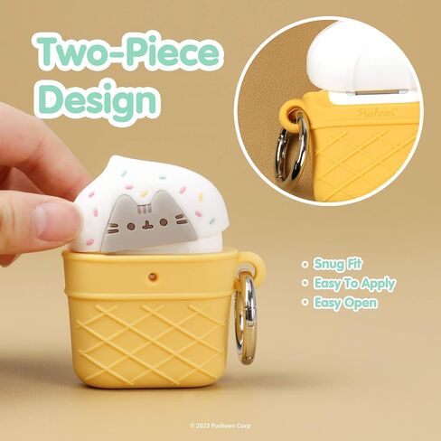 غطاء واقي من السيليكون لطيف iFace x Pusheen مصمم لحافظة AirPods 1/2 [يتضمن مشبك حلقة تسلق] [متوافق مع الشحن اللاسلكي] - واقف in Saudi Arabia