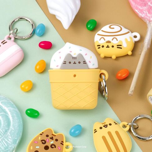 غطاء واقي من السيليكون لطيف iFace x Pusheen مصمم لحافظة AirPods 1/2 [يتضمن مشبك حلقة تسلق] [متوافق مع الشحن اللاسلكي] - واقف in Saudi Arabia