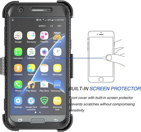 J3 Emerge / J3 Prime Case, for Samsung Galaxy J3 Mission / J3 Eclipse/Express Prime 2/ Amp Prime 2/ J3 Luna Pro Holster Clip, Tekcoo [Tshell Black] Locking Belt [Built-in Screen] Kickstand Cover in Saudi Arabia