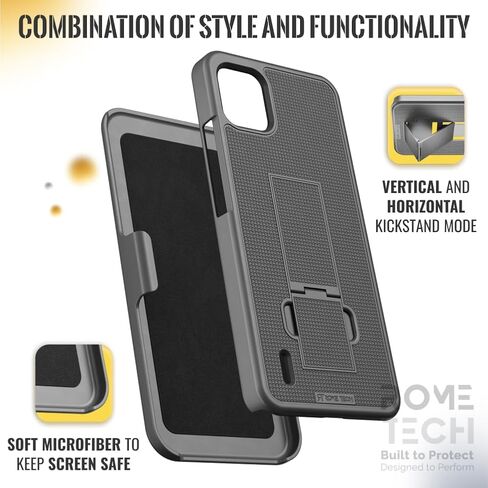 for Nokia C110 Case with Belt Clip Holster, Kickstand Slim Cover Phone Case for C110 - Black in Saudi Arabia