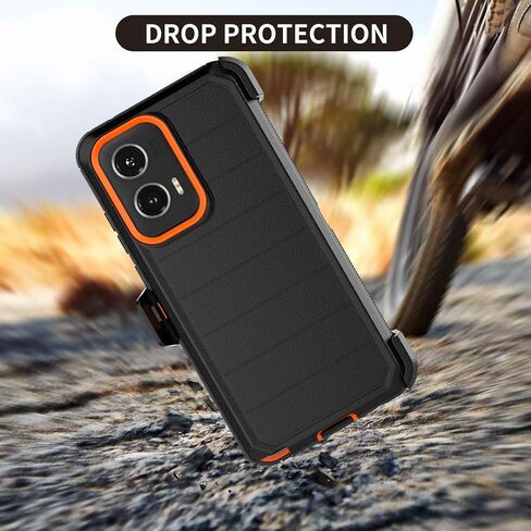 حافظة Takfox Moto G Stylus 5G 2024، لهاتف Motorola G Stylus 2024 5G حافظة هاتف بمشبك حزام [واقي شاشة مدمج] مسند واقٍ متين وشديد التحمل مقاوم للصدمات وغطاء مقاوم للغبار - أسود/برتقالي in Kuwait