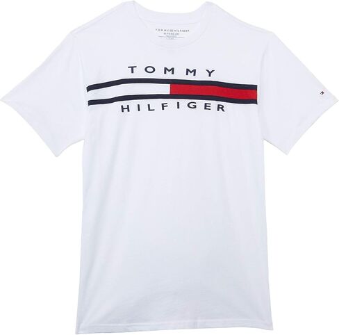 تي شيرت Tommy Hilfiger للأولاد بأكمام قصيرة ورقبة دائرية، أبيض مميز، 7 in Kuwait