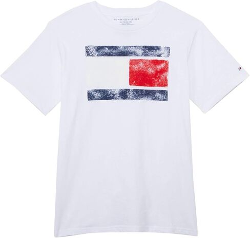 تي شيرت Tommy Hilfiger للأولاد بأكمام قصيرة ورقبة دائرية، أبيض مميز، 7 in Kuwait