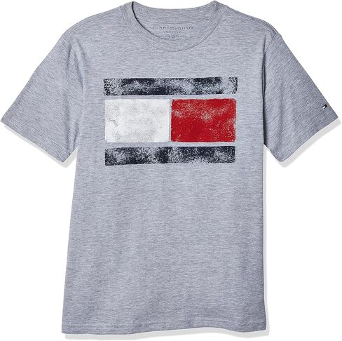 تي شيرت Tommy Hilfiger للأولاد بأكمام قصيرة ورقبة دائرية، أبيض مميز، 7 in Kuwait