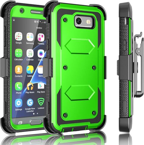 J3 Emerge / J3 Prime Case, for Samsung Galaxy J3 Mission / J3 Eclipse/Express Prime 2/ Amp Prime 2/ J3 Luna Pro Holster Clip, Tekcoo [Tshell Black] Locking Belt [Built-in Screen] Kickstand Cover in Saudi Arabia