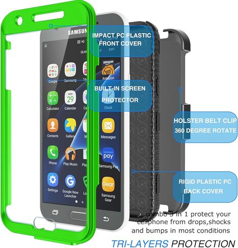J3 Emerge / J3 Prime Case, for Samsung Galaxy J3 Mission / J3 Eclipse/Express Prime 2/ Amp Prime 2/ J3 Luna Pro Holster Clip, Tekcoo [Tshell Black] Locking Belt [Built-in Screen] Kickstand Cover in Saudi Arabia