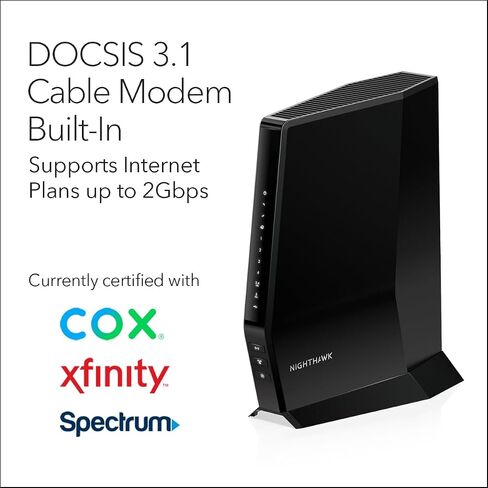 NETGEAR Nighthawk Modem Router Combo (CAX30) DOCSIS 3.1 Cable Modem and WiFi 6 Router - AX2700 6.0 Gbps - Compatible with Xfinity, Spectrum, Cox, and More - Gigabit Wireless Internet in Saudi Arabia