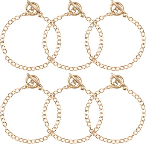 Isslly 6 PCS Bracelet Chains for Jewelry Making,Gold & Silver Chains with OT Buckle Link Chain Bracelets for Women Girls DIY Gifts in Kuwait