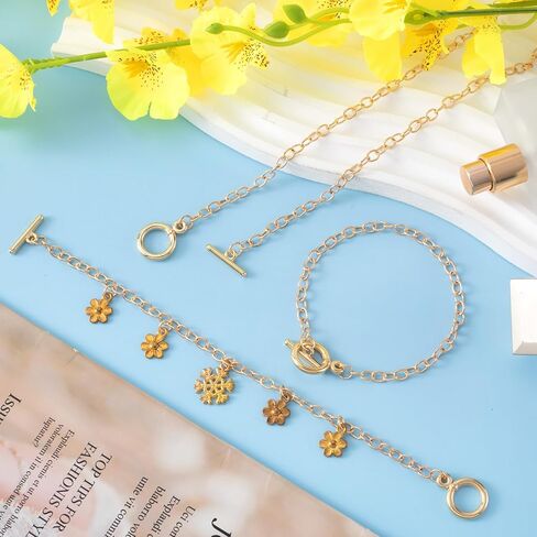 Isslly 6 PCS Bracelet Chains for Jewelry Making,Gold & Silver Chains with OT Buckle Link Chain Bracelets for Women Girls DIY Gifts in Kuwait