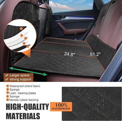 Back Seat Extender for Dogs & Dog Car Seat Cover with Hard Bottom,Non-Inflatable Car Bed-Supports up to 330lbs-Waterproof Dog Hammock for Camping & Travel, Compatible with Cars, SUVs in Saudi Arabia