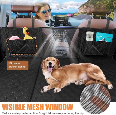 Back Seat Extender for Dogs & Dog Car Seat Cover with Hard Bottom,Non-Inflatable Car Bed-Supports up to 330lbs-Waterproof Dog Hammock for Camping & Travel, Compatible with Cars, SUVs in Saudi Arabia