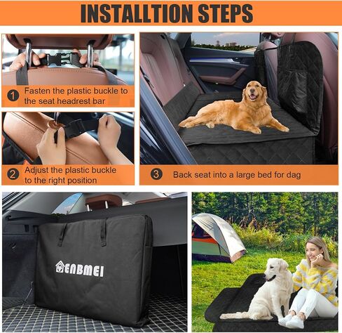Back Seat Extender for Dogs & Dog Car Seat Cover with Hard Bottom,Non-Inflatable Car Bed-Supports up to 330lbs-Waterproof Dog Hammock for Camping & Travel, Compatible with Cars, SUVs in Saudi Arabia