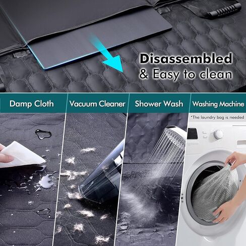 موسع المقعد الخلفي للكلاب - يدعم 330 رطلاً، غطاء مقعد سيارة للكلاب من الأسفل قابل للفصل، 600D عالي التحمل مقاوم للخدش غير قابل للانزلاق، أرجوحة للكلاب للسيارة، شاحنة سوداء مع توزيع مضاد للانزلاق in Kuwait