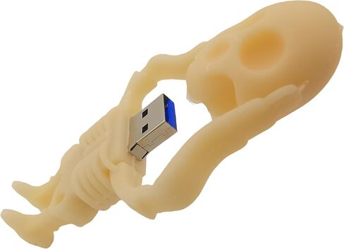 128GB USB 3.0 Flash Drive Cartoon Novelty Halloween Human Skeleton Memory Stick Silicone Rubber Pendrive Yellow, 128GB-halloween-skeleton-yellow3.0 in Kuwait