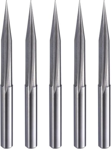 HARFINGTON 5pcs CNC V Bit 20 Degree 1/8" Shank 0.1mm Tip Engraving V Bits Carbide Chamfer End Mill with 2 Straight Flutes CNC Wood Carving Bit Tool for Wood Plywood Acrylic MDF Lettering in Saudi Arabia