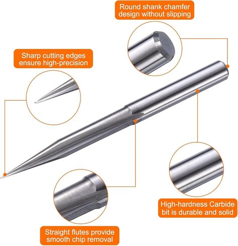 HARFINGTON 5pcs CNC V Bit 20 Degree 1/8" Shank 0.1mm Tip Engraving V Bits Carbide Chamfer End Mill with 2 Straight Flutes CNC Wood Carving Bit Tool for Wood Plywood Acrylic MDF Lettering in Saudi Arabia