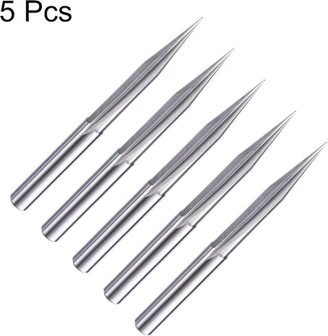HARFINGTON 5 قطع CNC V Bit 20 درجة 1/8 "عرقوب 0.1 مم طرف نقش V بت كربيد الشطب نهاية مطحنة مع 2 مزامير مستقيمة CNC الخشب نحت بت أداة للخشب الرقائقي الأكريليك MDF حروف in Saudi Arabia