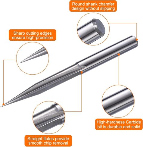 HARFINGTON 5 قطع CNC V Bit 20 درجة 1/8 "عرقوب 0.1 مم طرف نقش V بت كربيد الشطب نهاية مطحنة مع 2 مزامير مستقيمة CNC الخشب نحت بت أداة للخشب الرقائقي الأكريليك MDF حروف in Saudi Arabia