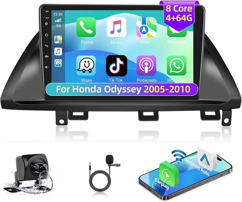 Podofo 4+64G 8 Core Car Stereo Radio for Honda Odyssey 2005-2010 with Wireless CarPlay & Android Auto 10.1" Touch Screen Bluetooth Audio with GPS Navigation Mirror Link WiFi EQ RDS Hi-Fi Backup Camera in Saudi Arabia