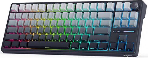 لوحة مفاتيح ميكانيكية لاسلكية RK ROYAL KLUDGE R87 Pro مع مقبض، لوحة مفاتيح ألعاب RGB بنسبة 75 بالمائة مع بلوتوث/2.4G/أوضاع سلكية، غطاء مفاتيح PBT مطبوع جانبيًا، QMK/VIA، مفتاح ماتشا خطي قابل للتبديل السريع in Kuwait
