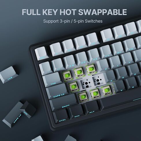 لوحة مفاتيح ميكانيكية لاسلكية RK ROYAL KLUDGE R87 Pro مع مقبض، لوحة مفاتيح ألعاب RGB بنسبة 75 بالمائة مع بلوتوث/2.4G/أوضاع سلكية، غطاء مفاتيح PBT مطبوع جانبيًا، QMK/VIA، مفتاح ماتشا خطي قابل للتبديل السريع in Kuwait