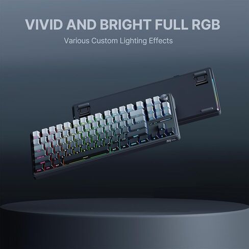 لوحة مفاتيح ميكانيكية لاسلكية RK ROYAL KLUDGE R87 Pro مع مقبض، لوحة مفاتيح ألعاب RGB بنسبة 75 بالمائة مع بلوتوث/2.4G/أوضاع سلكية، غطاء مفاتيح PBT مطبوع جانبيًا، QMK/VIA، مفتاح ماتشا خطي قابل للتبديل السريع in Kuwait