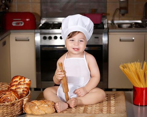 Matissa & Dad newborn photography props baby photoshoot outfits girl boy funny costume knitted chrochet (Baby Chef) in Saudi Arabia