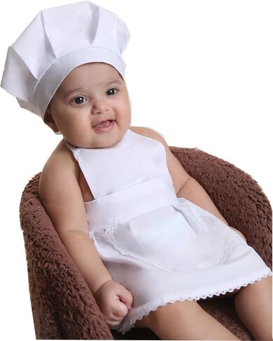Matissa & Dad newborn photography props baby photoshoot outfits girl boy funny costume knitted chrochet (Baby Chef) in Saudi Arabia
