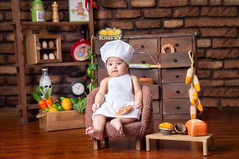 Matissa & Dad newborn photography props baby photoshoot outfits girl boy funny costume knitted chrochet (Baby Chef) in Saudi Arabia