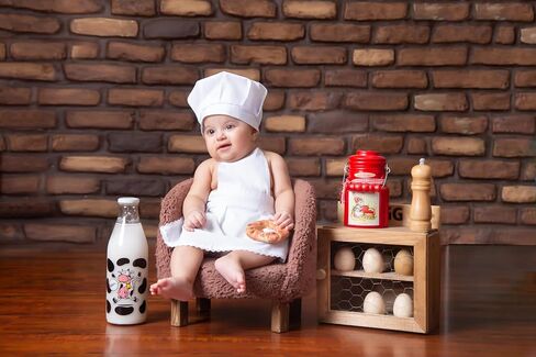Matissa & Dad newborn photography props baby photoshoot outfits girl boy funny costume knitted chrochet (Baby Chef) in Saudi Arabia