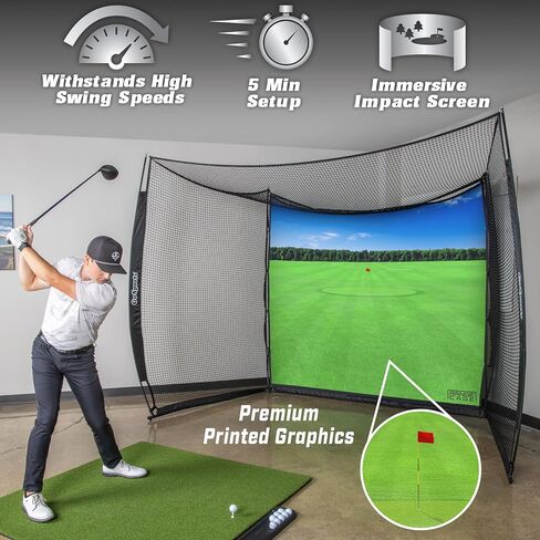 GoSports Range Cage 10 ft x 8 ft Golf Practice Hitting Net with Impact Screen - Driving Range or Simulator Screen in Saudi Arabia