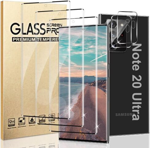 3+2 Pack Galaxy Note 20 Ultra Screen Protector+Camera lens film 9H Hardness Tempered Glass Screen Protector Bubble-Free,Easy Installation,Compatible Fingerprint Unlock,for Samsung Galaxy Note 20 Ultra in Kuwait