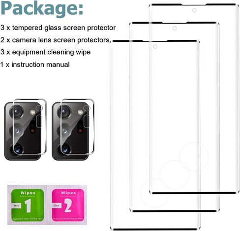3+2 Pack Galaxy Note 20 Ultra Screen Protector+Camera lens film 9H Hardness Tempered Glass Screen Protector Bubble-Free,Easy Installation,Compatible Fingerprint Unlock,for Samsung Galaxy Note 20 Ultra in Kuwait