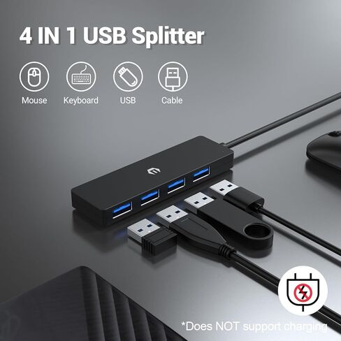 محور USB 3.0، محول USB، سرعة نقل 5 جيجابت في الثانية، محور USB موثوق بـ 4 منافذ لتوسيع الاتصال لأجهزة الكمبيوتر المحمولة وXbox ومحركات الأقراص المحمولة ومحركات الأقراص الصلبة ووحدات التحكم والطابعات والمزيد in Saudi Arabia
