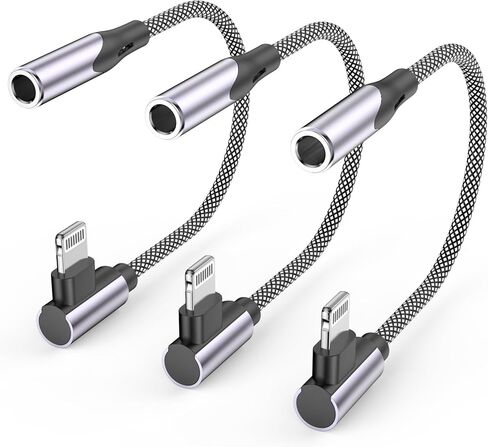 [Apple MFi Certified] 90 Degree Lightning to 3.5 mm Headphone Jack Adapter, 2 Pack iPhone Headphones Adapter Aux Dongle Adaptor Earphone Audio Coverter for iPhone 14 13 12 11 Pro Max XS XR X 8 7, iPad in Kuwait