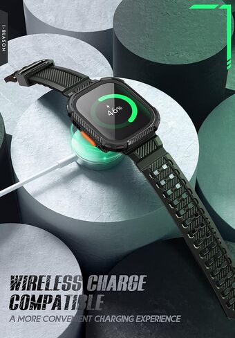 i-Blason Armorbox متوافق مع سوار ساعة Apple [49 ملم] لساعة Apple Watch Ultra، سوار ساعة TPU متين ومتين مع عبوتين من الصدمات [واقي شاشة زجاجي مقوى مدمج]، (أسود) in Saudi Arabia