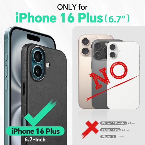 TUCCH Case for iPhone 16 Pro, [Magnetic Wireless Charging] Anti-Slip PU Leather Shockproof Case, Slim Anti-Fingerprint Lightweight Protective Back Cover Compatible with iPhone 16 Pro 6.3", Black in Saudi Arabia