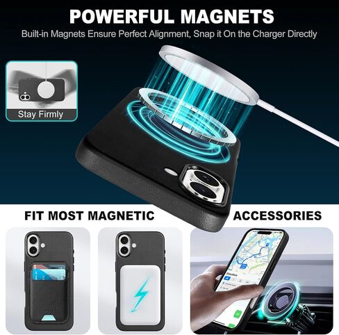 TUCCH Case for iPhone 16 Pro, [Magnetic Wireless Charging] Anti-Slip PU Leather Shockproof Case, Slim Anti-Fingerprint Lightweight Protective Back Cover Compatible with iPhone 16 Pro 6.3", Black in Saudi Arabia