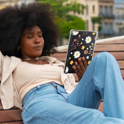 حافظة CoBak الشفافة لجهاز Kindle Paperwhite الجديد تمامًا الجيل الحادي عشر 2021 والإصدار المميز (6.8 بوصة) - غطاء خلفي من السيليكون خفيف الوزن ومقاوم للخدش مع تصميم زهرة مرحة in Saudi Arabia