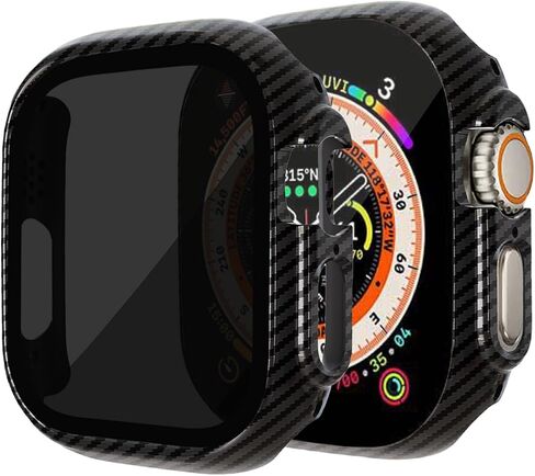 for Apple Watch Ultra 3/2/1 49mm Privacy Screen Protector Case | Hard PC,Scratchproof,[Anti-Peeping] 9H Tempered Glass 2 Pack Protective Cover for iWatch Ultra 2/Ultra, Black in Kuwait