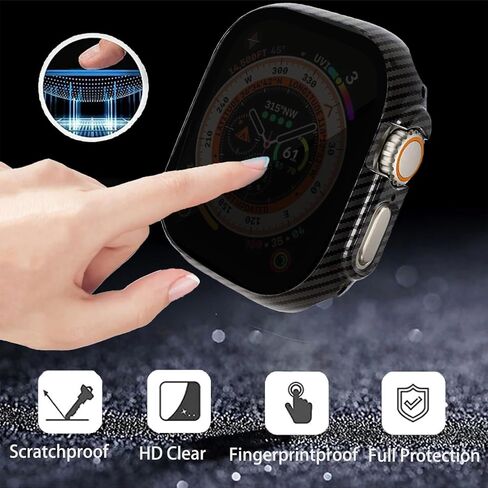 for Apple Watch Ultra 3/2/1 49mm Privacy Screen Protector Case | Hard PC,Scratchproof,[Anti-Peeping] 9H Tempered Glass 2 Pack Protective Cover for iWatch Ultra 2/Ultra, Black in Kuwait