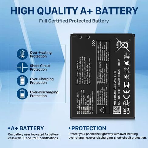 بطارية SHENMZ TLi017D1، بطارية ليثيوم بوليمر بديلة مطورة [2800 مللي أمبير في الساعة] عالية السعة قابلة للتطبيق على TCL Flip Pro VZW-TCL-4056W TLi017D1/TLi017C1 in Kuwait