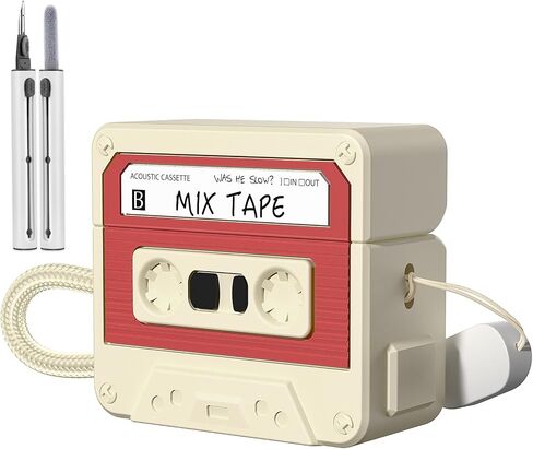 Compatible with Airpods 3rd Generation Case, Soft Silicone Cassette Tape Air Pods 3 Case Full Shock-Absorbing Protection with Lanyard & Cleaner Pen, Bule in Saudi Arabia