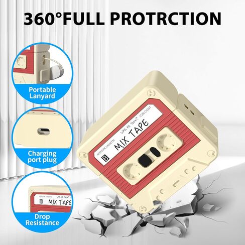 Compatible with Airpods 3rd Generation Case, Soft Silicone Cassette Tape Air Pods 3 Case Full Shock-Absorbing Protection with Lanyard & Cleaner Pen, Bule in Saudi Arabia